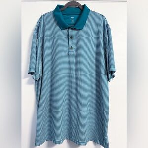Reebok Golf PlayDry 3XL Teal Stripe Polo Shirt Big & Tall Moisture Wicking